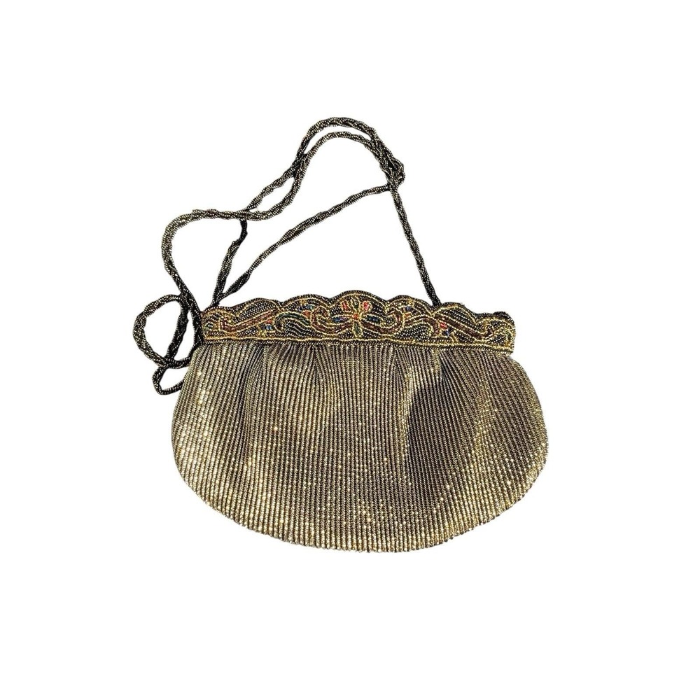 La Regale Beaded Evening Bag Women OS Gold  Vintage 60' Floral Crossbody